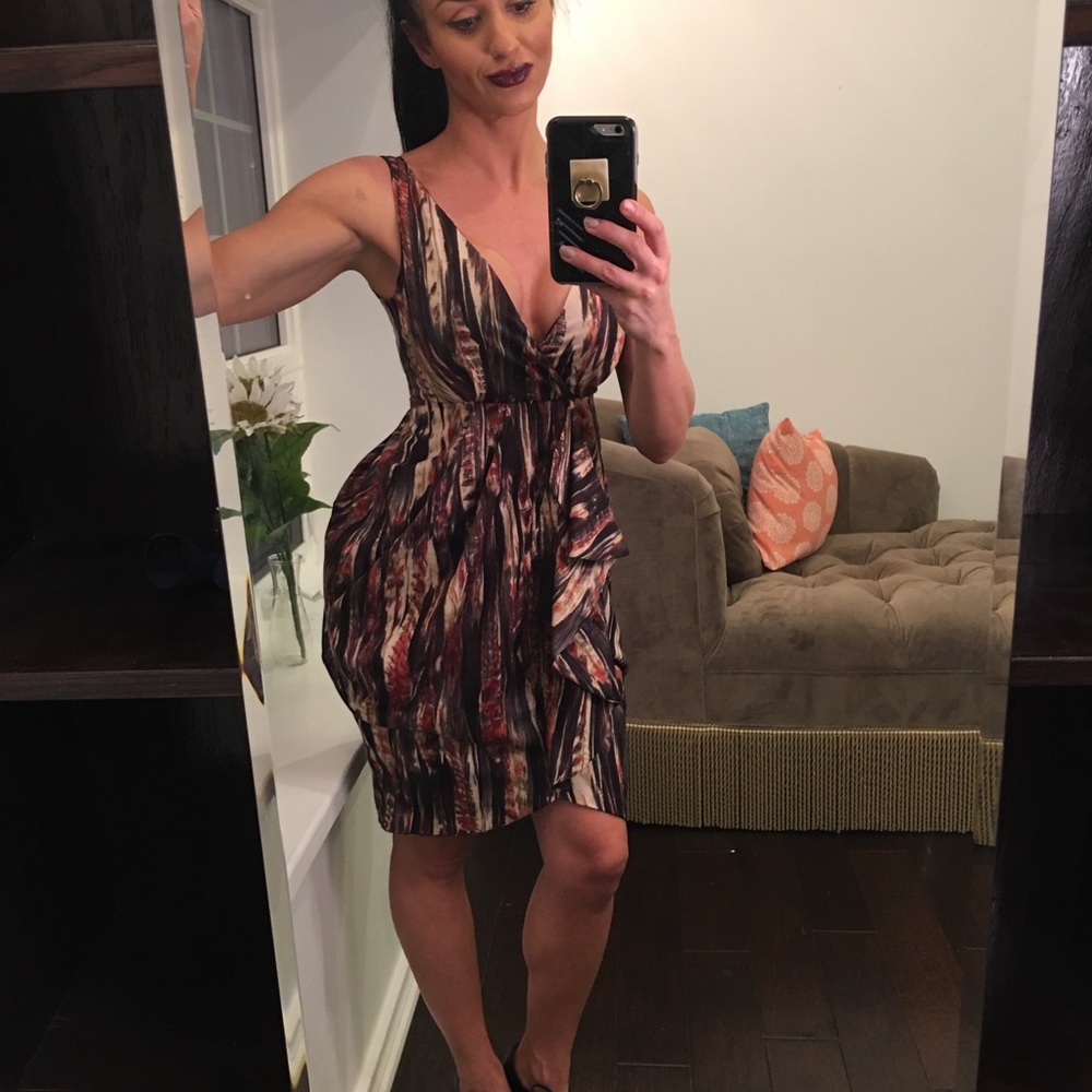 H&M multi color silky ruffle dress - Picture 5 of 8